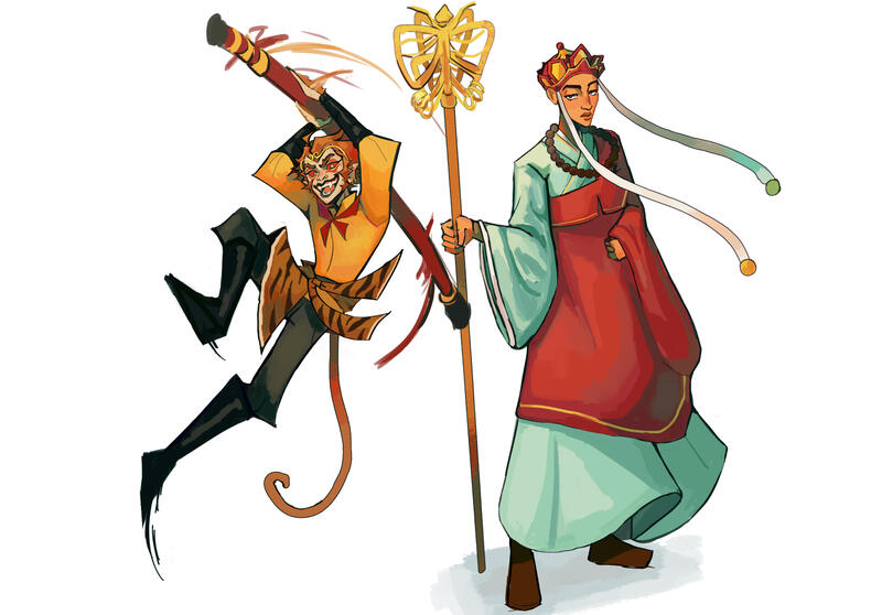 Personal renditions of Sun Wukong and Tang Sanzang