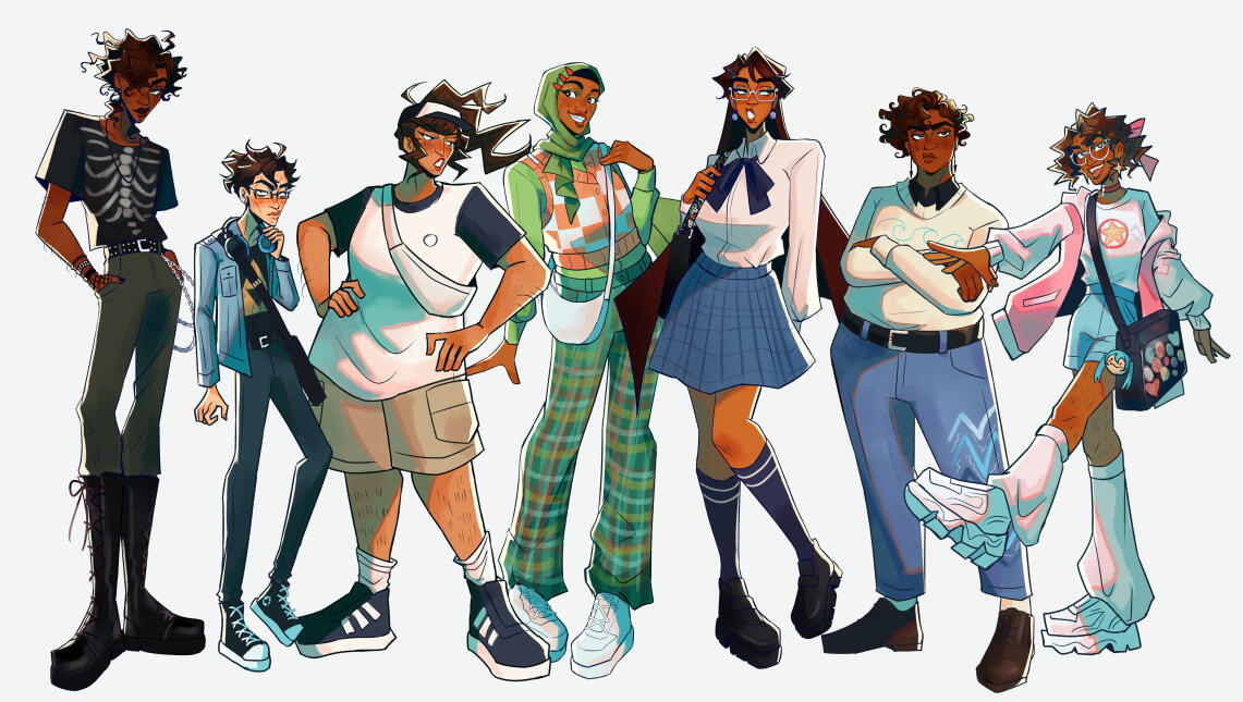 Characters of OTHERWORLD:MAYA in casual clothing